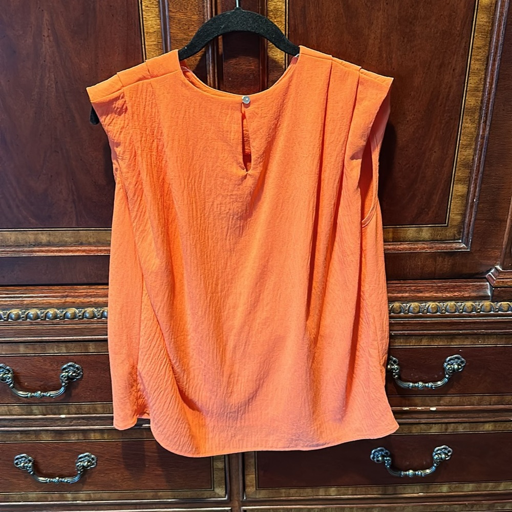 Kittenish cap sleeve orange blouse - Picture 4 of 4